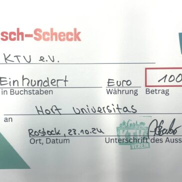 UNIVERSITAS erhält Wunsch-Scheck – vielen Dank an den KTV e.V.